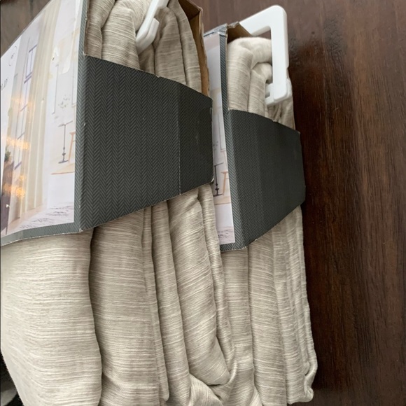 NEW 2 Threshold 95 X 52 Ivory Faux Silk Room Darkening curtains NEW - Picture 9 of 10